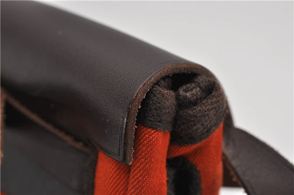 Auth HERMES Her Bag TPM 2 In 1 2Way Shoulder Bag Canvas Leather Orange 0270F