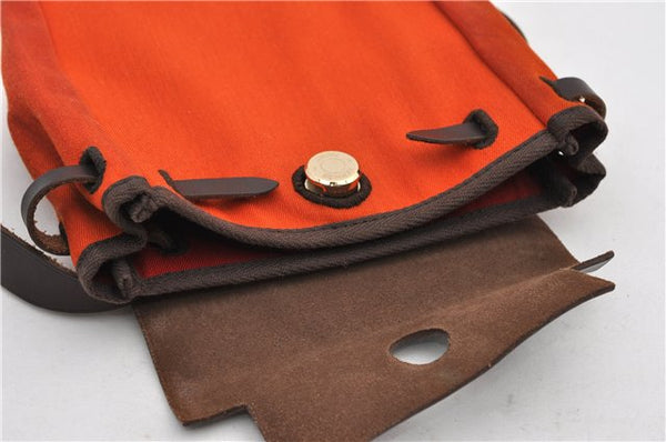 Auth HERMES Her Bag TPM 2 In 1 2Way Shoulder Bag Canvas Leather Orange 0270F