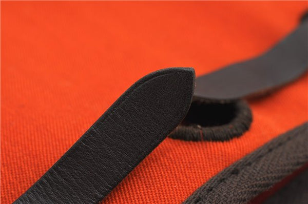 Auth HERMES Her Bag TPM 2 In 1 2Way Shoulder Bag Canvas Leather Orange 0270F