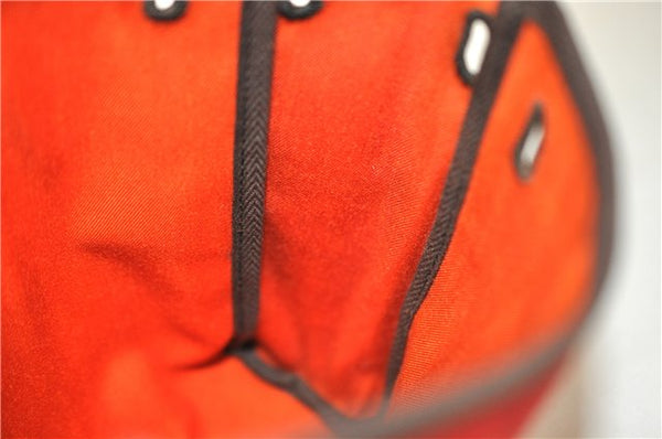 Auth HERMES Her Bag TPM 2 In 1 2Way Shoulder Bag Canvas Leather Orange 0270F