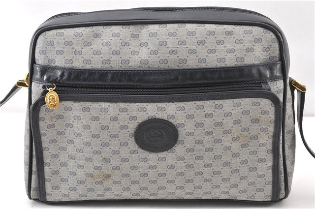 Authentic GUCCI Micro GG PVC Leather Shoulder Cross Body Bag Purse Navy 0271G