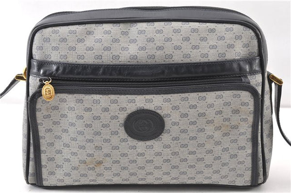 Authentic GUCCI Micro GG PVC Leather Shoulder Cross Body Bag Purse Navy 0271G