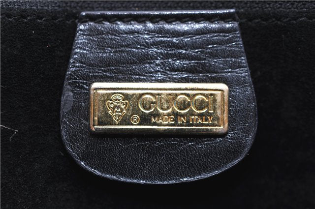 Authentic GUCCI Shooulder Hand Bag Purse Leather Black 0273D