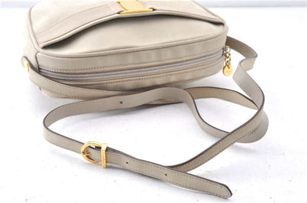 Authentic Salvatore Ferragamo Vara Shoulder Cross Body Bag Suede Beige SF 0273G