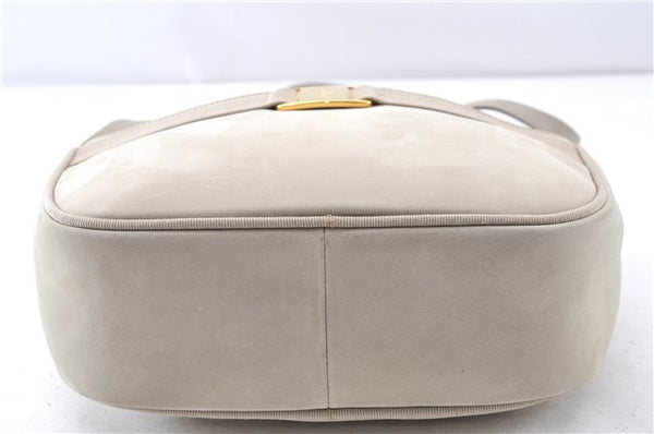 Authentic Salvatore Ferragamo Vara Shoulder Cross Body Bag Suede Beige SF 0273G