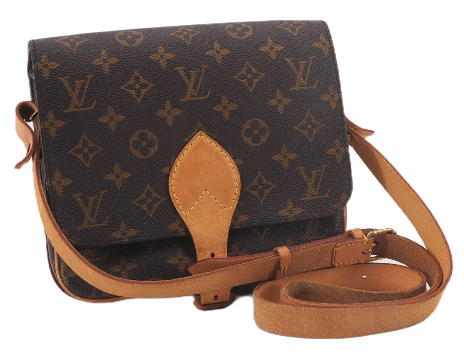 Authentic Louis Vuitton Monogram Cartouchiere MM M51253 Shoulder Cross Bag 0276F