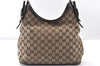 Authentic GUCCI Shoulder Hand Bag GG Canvas Leather 107752 Brown Junk 0276G