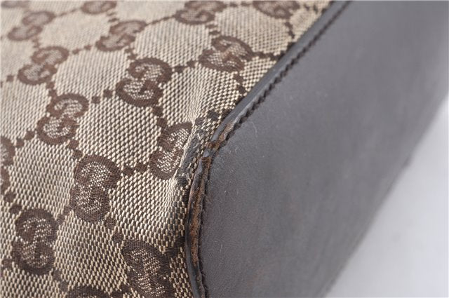 Authentic GUCCI Shoulder Hand Bag GG Canvas Leather 107752 Brown Junk 0276G