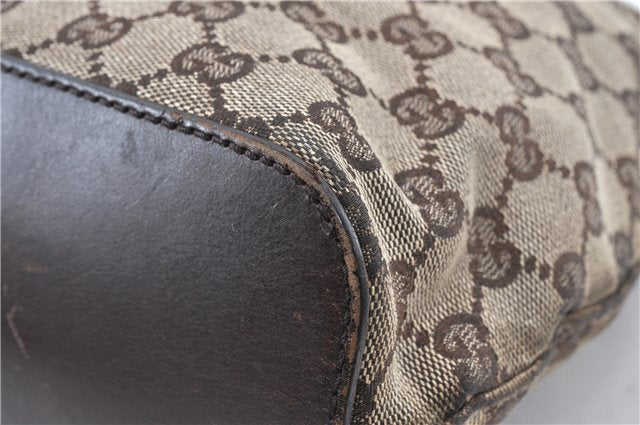 Authentic GUCCI Shoulder Hand Bag GG Canvas Leather 107752 Brown Junk 0276G
