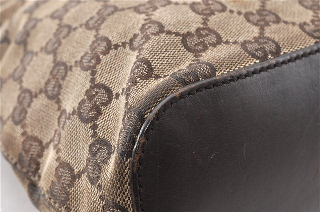 Authentic GUCCI Shoulder Hand Bag GG Canvas Leather 107752 Brown Junk 0276G