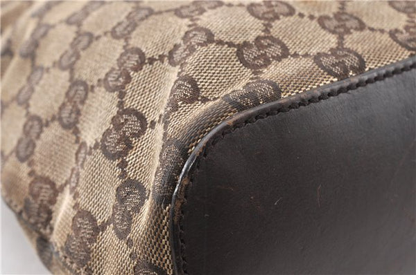 Authentic GUCCI Shoulder Hand Bag GG Canvas Leather 107752 Brown Junk 0276G