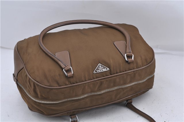 Authentic PRADA Nylon Leather Shoulder Hand Bag Purse Brown 0277D