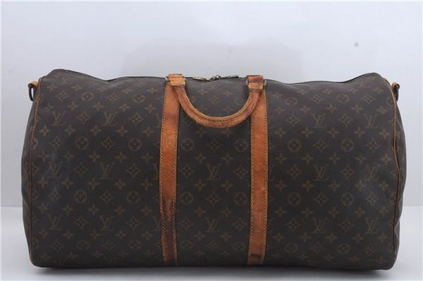 Auth Louis Vuitton Monogram Keepall Bandouliere 55 Boston Bag M41414 LV 0278D