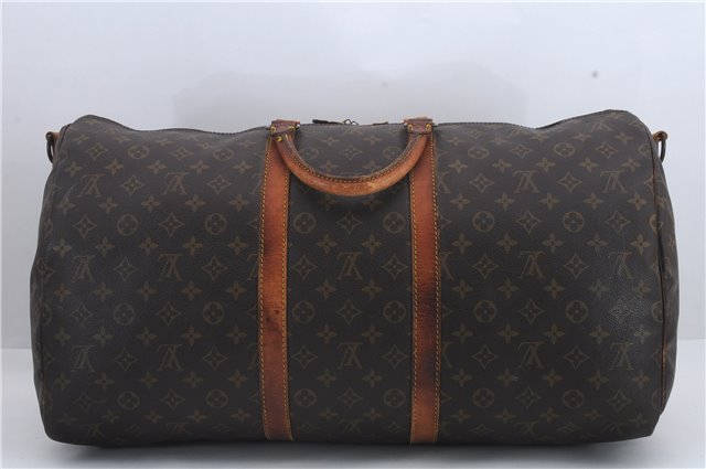 Auth Louis Vuitton Monogram Keepall Bandouliere 55 Boston Bag M41414 LV 0278D