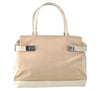 Auth Ferragamo Gancini Canvas Leather Shoulder Tote Bag Purse Beige Ivory 0278E