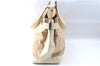 Auth Ferragamo Gancini Canvas Leather Shoulder Tote Bag Purse Beige Ivory 0278E