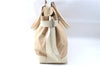 Auth Ferragamo Gancini Canvas Leather Shoulder Tote Bag Purse Beige Ivory 0278E