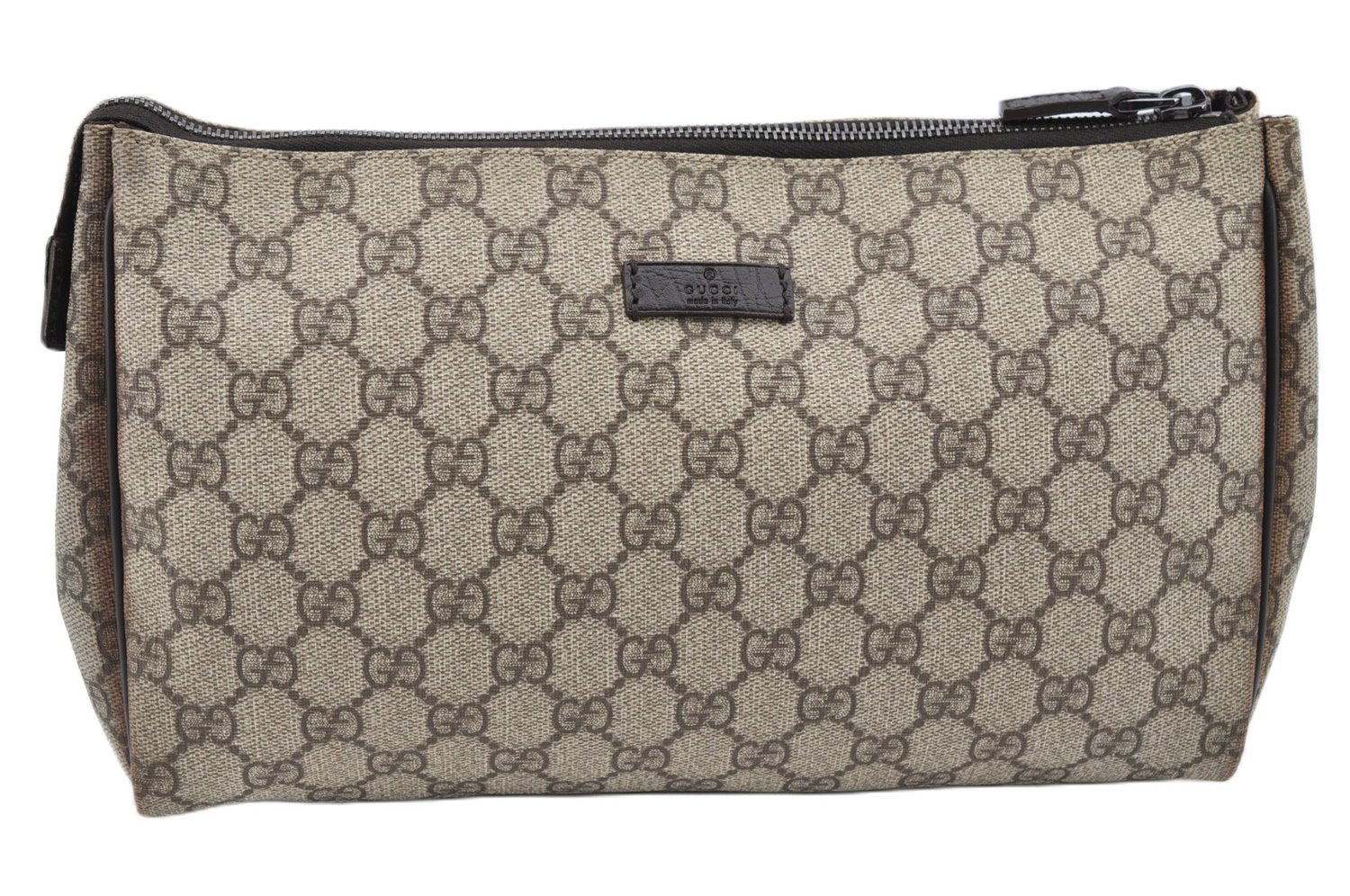 Authentic GUCCI Vintage Clutch Hand Bag Purse GG PVC Leather 130653 Brown 0278G