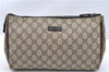 Authentic GUCCI Vintage Clutch Hand Bag Purse GG PVC Leather 130653 Brown 0278G
