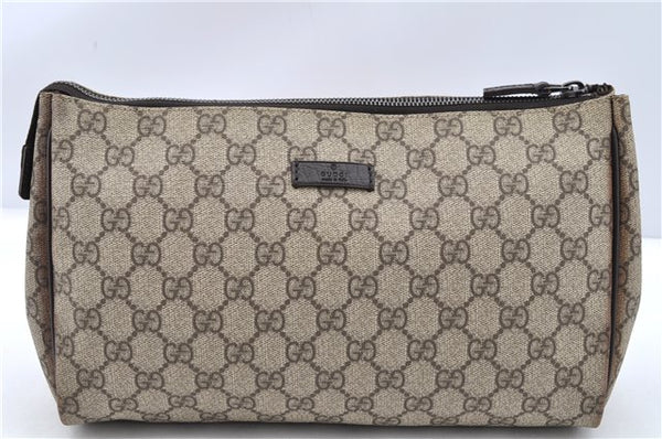 Authentic GUCCI Vintage Clutch Hand Bag Purse GG PVC Leather 130653 Brown 0278G