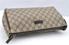 Authentic GUCCI Vintage Clutch Hand Bag Purse GG PVC Leather 130653 Brown 0278G