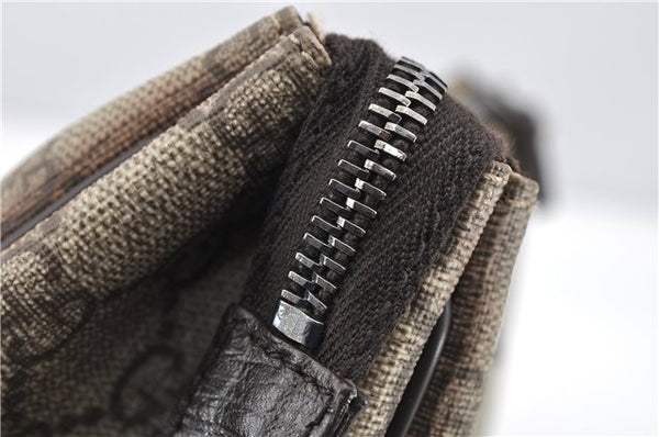 Authentic GUCCI Vintage Clutch Hand Bag Purse GG PVC Leather 130653 Brown 0278G