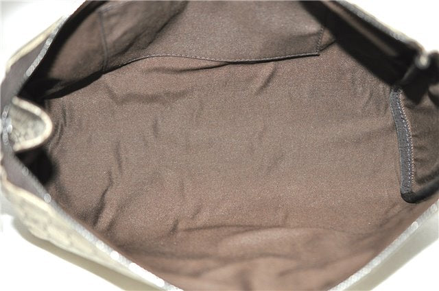 Authentic GUCCI Vintage Clutch Hand Bag Purse GG PVC Leather 130653 Brown 0278G