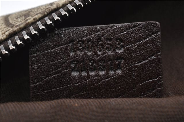 Authentic GUCCI Vintage Clutch Hand Bag Purse GG PVC Leather 130653 Brown 0278G