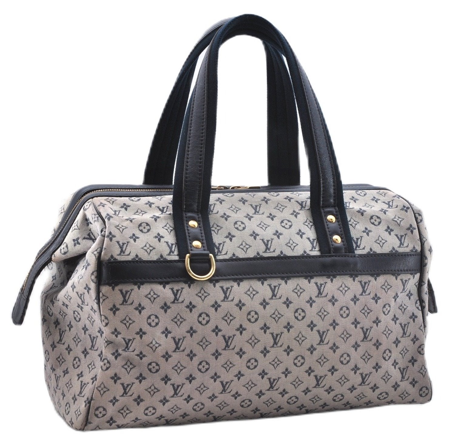 Authentic Louis Vuitton Monogram Mini Josephine GM Hand Bag Blue M92211 LV 0279F