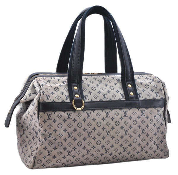 Authentic Louis Vuitton Monogram Mini Josephine GM Hand Bag Blue M92211 LV 0279F