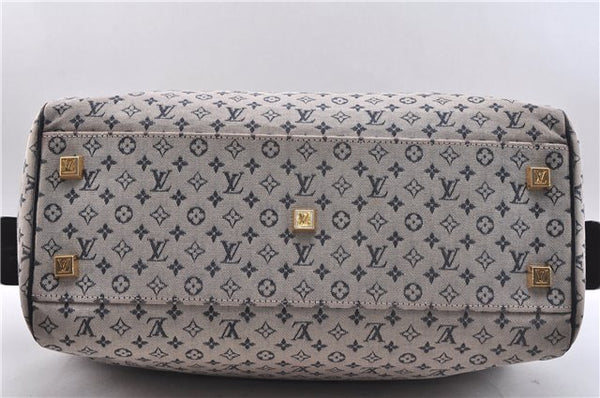 Authentic Louis Vuitton Monogram Mini Josephine GM Hand Bag Blue M92211 LV 0279F
