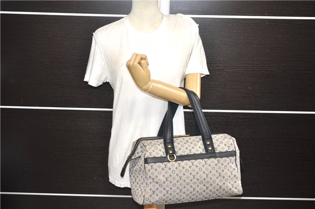 Authentic Louis Vuitton Monogram Mini Josephine GM Hand Bag Blue M92211 LV 0279F