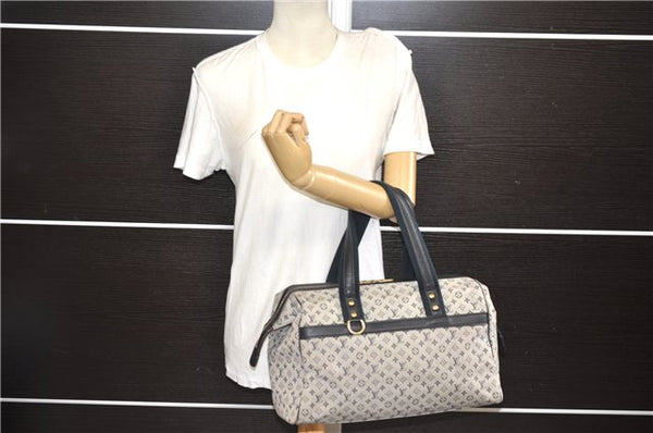 Authentic Louis Vuitton Monogram Mini Josephine GM Hand Bag Blue M92211 LV 0279F