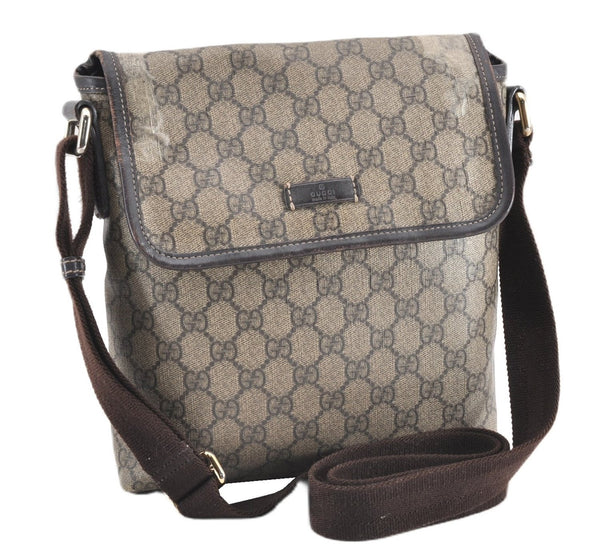 Authentic GUCCI Shoulder Cross Body Bag Purse GG PVC Leather 223666 Brown 0280G