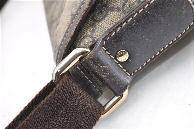 Authentic GUCCI Shoulder Cross Body Bag Purse GG PVC Leather 223666 Brown 0280G
