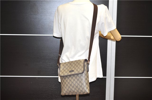 Authentic GUCCI Shoulder Cross Body Bag Purse GG PVC Leather 223666 Brown 0280G