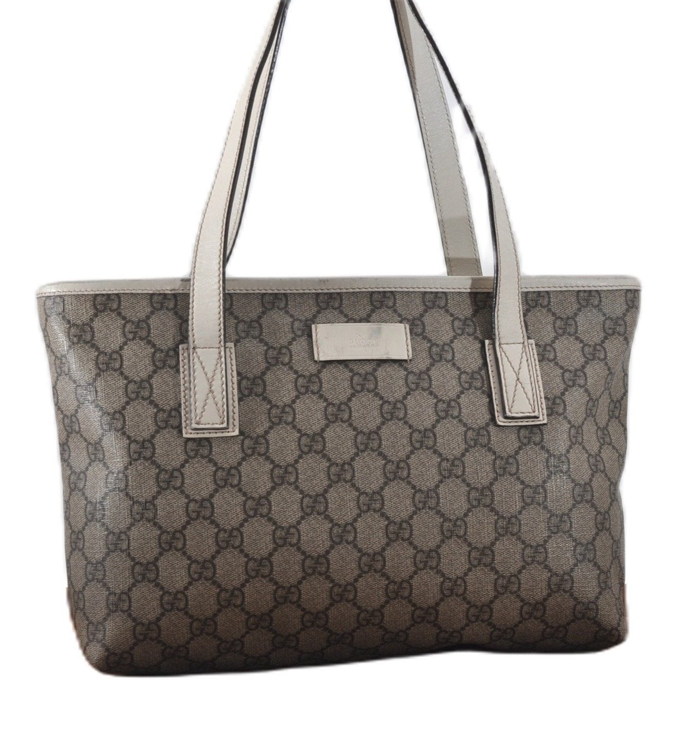 Authentic GUCCI Vintage Shoulder Tote Bag GG PVC Leather 211138 Brown 0281F