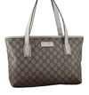 Authentic GUCCI Vintage Shoulder Tote Bag GG PVC Leather 211138 Brown 0281F