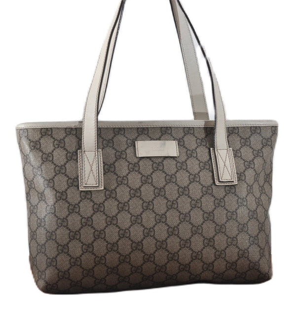 Authentic GUCCI Vintage Shoulder Tote Bag GG PVC Leather 211138 Brown 0281F