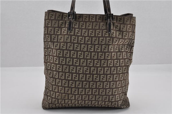 Authentic FENDI Zucchino Shoulder Hand Bag Canvas Leather Brown 0281G