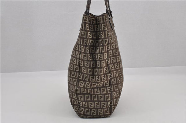 Authentic FENDI Zucchino Shoulder Hand Bag Canvas Leather Brown 0281G