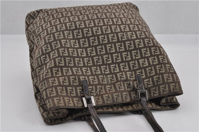 Authentic FENDI Zucchino Shoulder Hand Bag Canvas Leather Brown 0281G