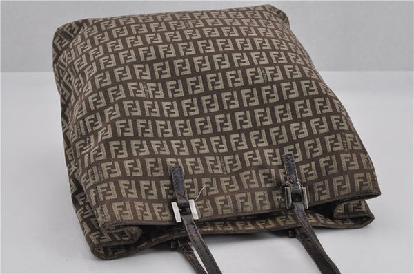 Authentic FENDI Zucchino Shoulder Hand Bag Canvas Leather Brown 0281G