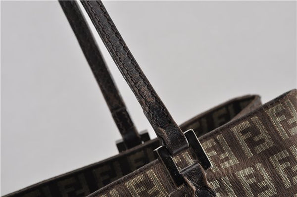 Authentic FENDI Zucchino Shoulder Hand Bag Canvas Leather Brown 0281G