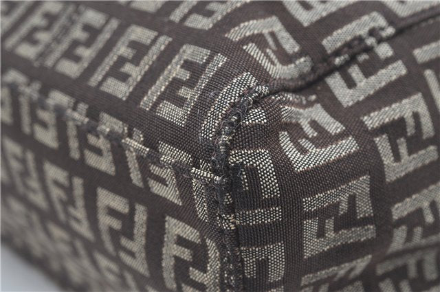 Authentic FENDI Zucchino Shoulder Hand Bag Canvas Leather Brown 0281G