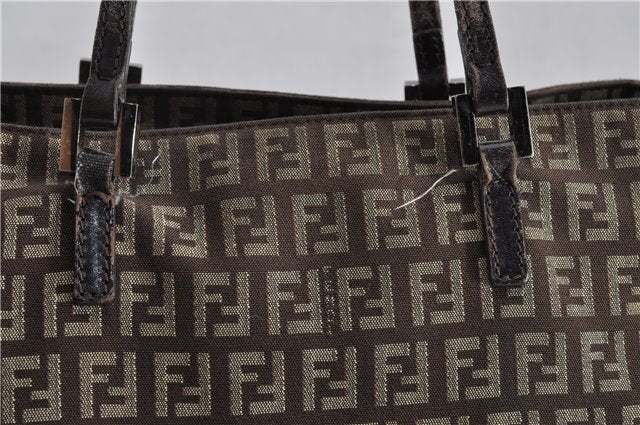 Authentic FENDI Zucchino Shoulder Hand Bag Canvas Leather Brown 0281G