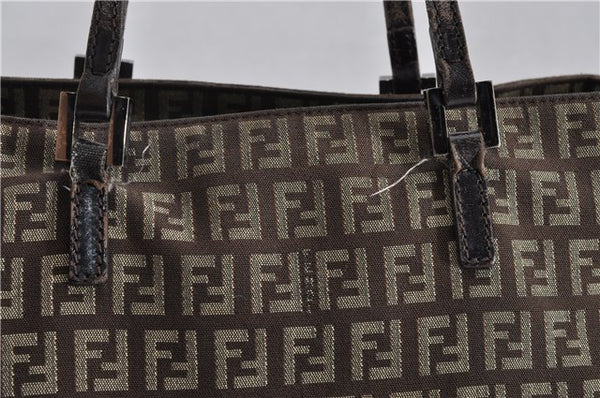 Authentic FENDI Zucchino Shoulder Hand Bag Canvas Leather Brown 0281G