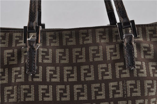 Authentic FENDI Zucchino Shoulder Hand Bag Canvas Leather Brown 0281G