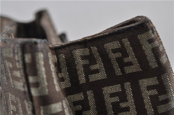Authentic FENDI Zucchino Shoulder Hand Bag Canvas Leather Brown 0281G