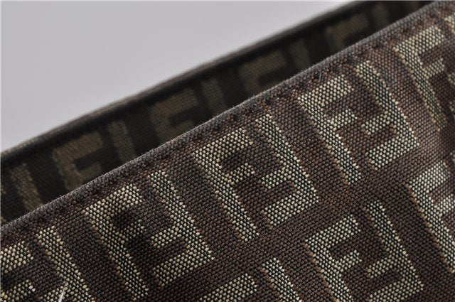 Authentic FENDI Zucchino Shoulder Hand Bag Canvas Leather Brown 0281G